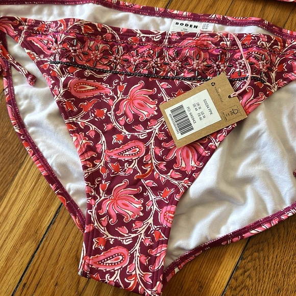 NWT Boden Beaded embellished bikini 2 piece set raspberry botanic vine pink - Picture 6 of 7